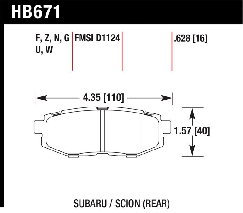 Hawk Performance HB671C.628 HPX Motorsport Brake Pads