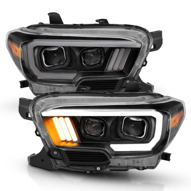 ANZO 2016-2023 Toyota Tacoma LED Projector Headlights - Black (For Halogen Version w/ DRL)