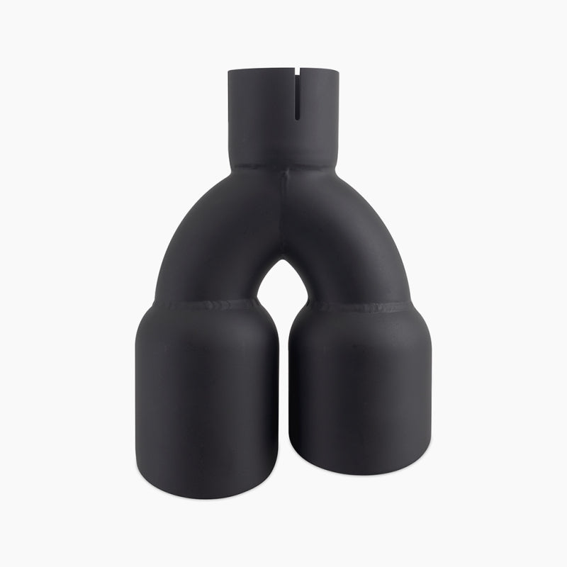 Mishimoto Dual Offset Tips 2.5in Inlet 3in Outlet Slash Cut - Black - #MMEXH-TIP-FSTBK