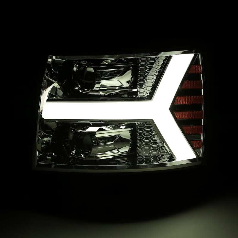 AlphaRex 880222 07-13 Chevrolet 1500 LUXX LED Projector Headlights Plank Design Chrome with Activation Light/Sequential Signal/DRL