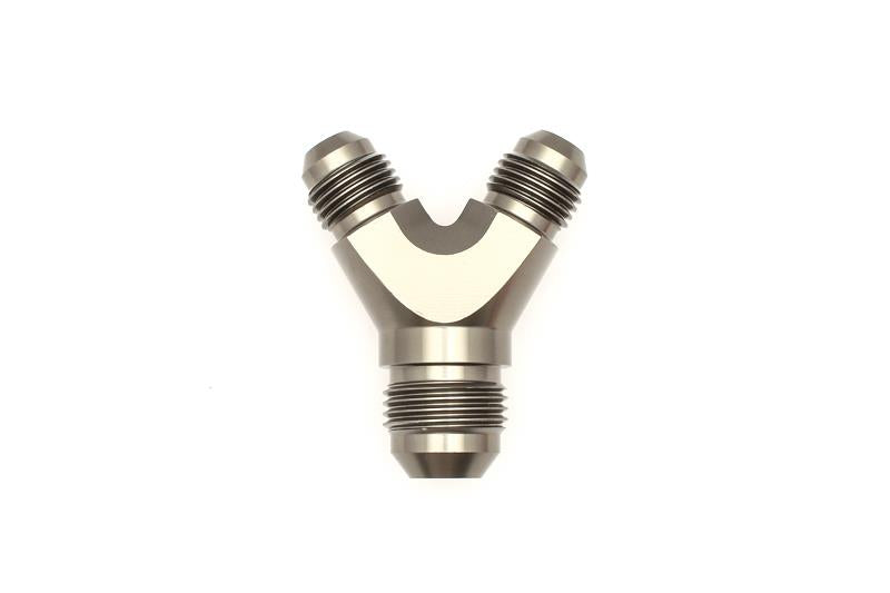 DeatschWerks 6AN Male Flare + 6AN Male Flare to 8AN Male Flare Y Block Fitting