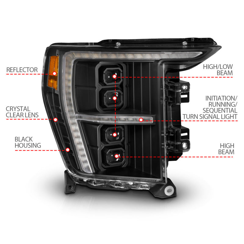 ANZO 2021-2023 Ford F-150 Z-Series LED Projector Headlights (w/Factory Halogen) - Passenger Side