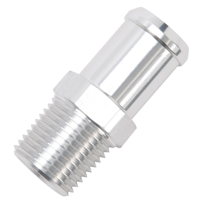 Edelbrock 8184 Hose End Straight 1/2 in NPT to 3/4 in Barb Clear Anodized