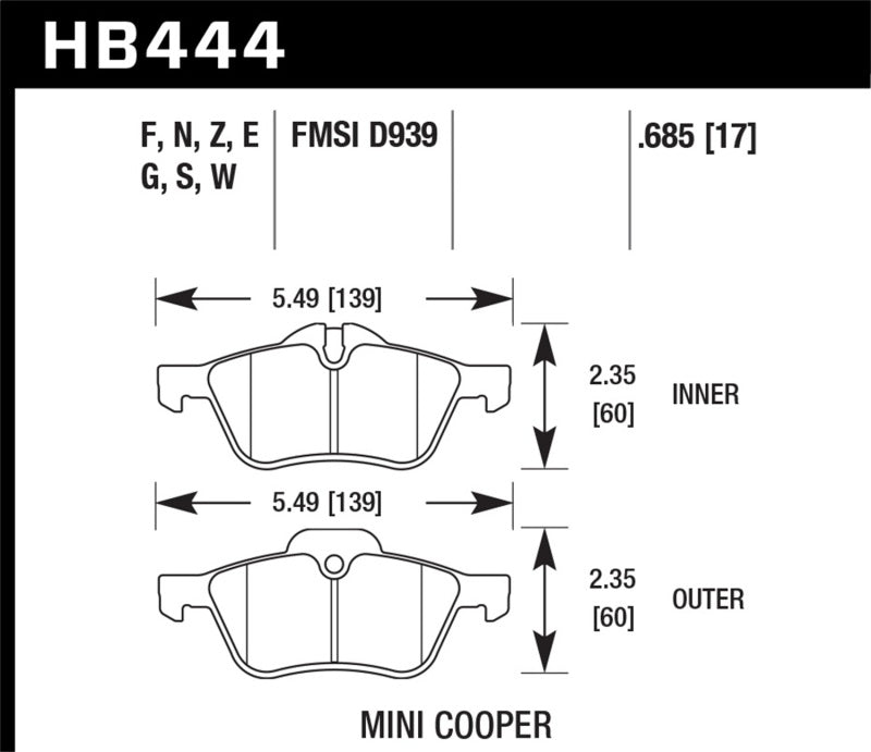 Hawk Performance HB444Z.685 Performance Ceramic Street Brake Pads