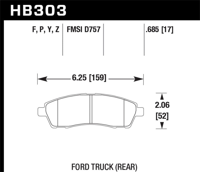 Hawk Performance HB303Y.685 LTS Light Truck and SUV Street Brake Pads