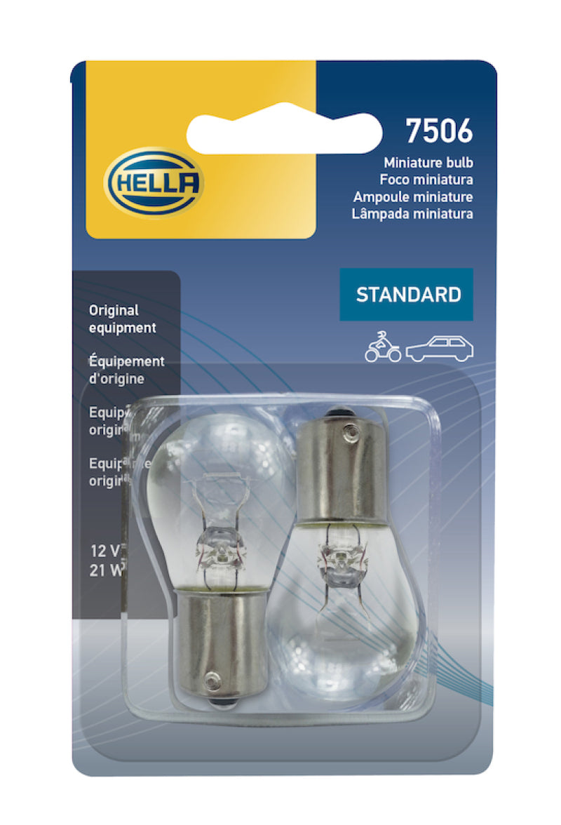 HELLA 7506TB 7506 12V 21W BA15s S8 Bulbs Pair