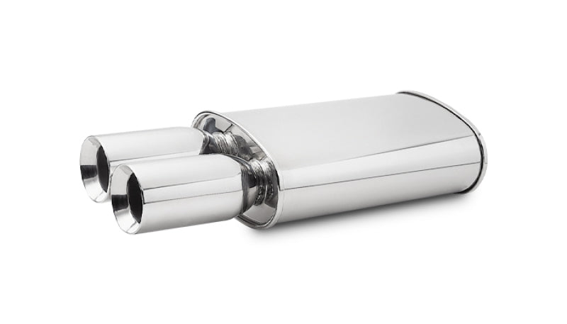 Vibrant StreetPower Oval Muffler w/Dual 3.5in Round Tips Straight Cut Beveled