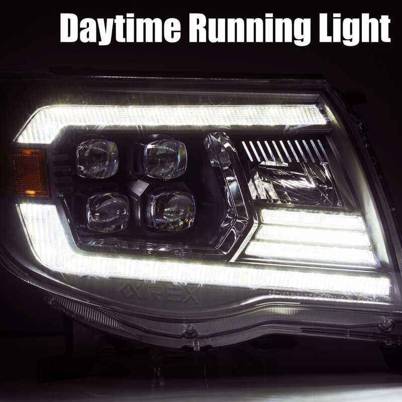 AlphaRex 880743 05-11 Toyota Tacoma NOVA LED Projector Headlights Plank Style Chrome with Activation Light/DRL