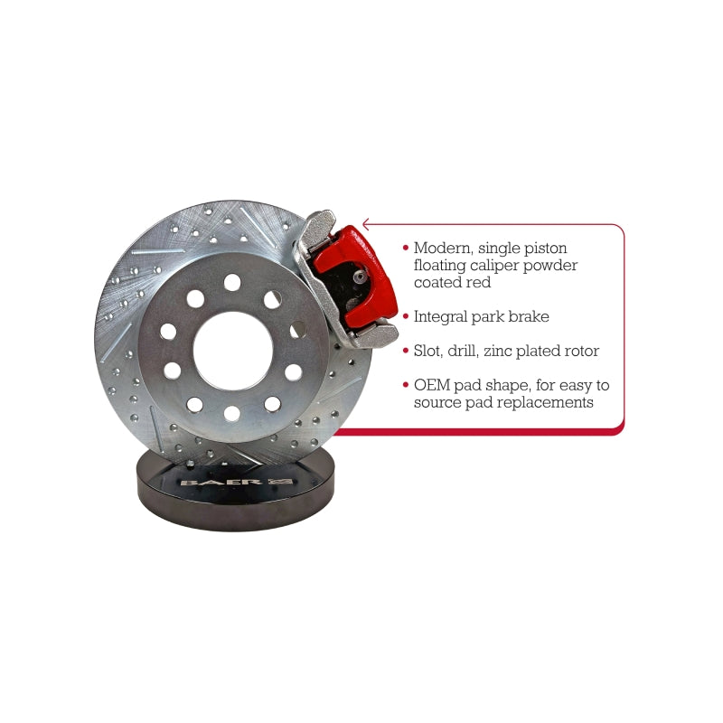 Baer Brakes Ford 8.8in C-Clip Rear Ends 10.5in Classic Series Rear Brake Kit - Red — 4 Lug