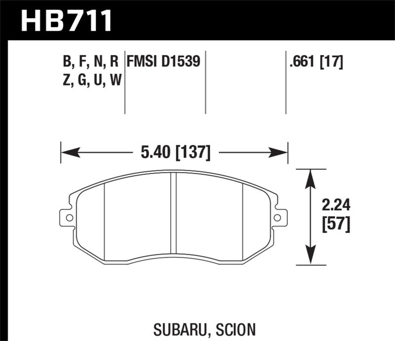 Hawk Performance HB711B.661 HPS 5.0 Street Brake Pads