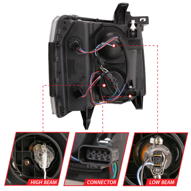 ANZO 2007-2014 Chevrolet Silverado 2500 HD LED Projector Headlights