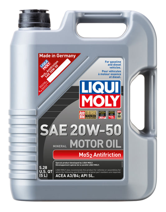LIQUI MOLY 5L MoS2 Anti-Friction Motor Oil 20W-50 (22072) - Pack of 4