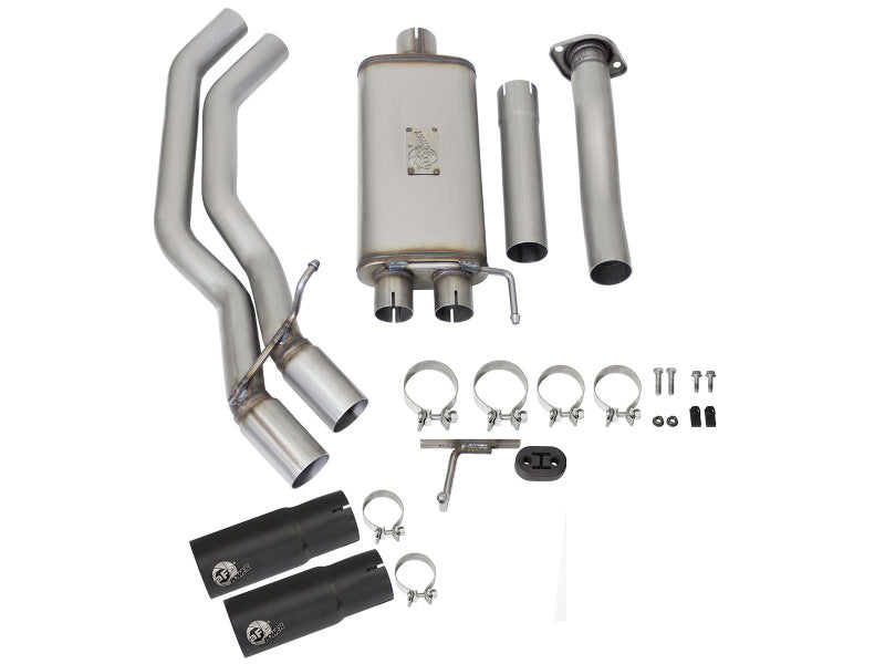 aFe Rebel Exhausts 3in SS Cat-Back 15-16 Ford F-150 EcoBoost V6 2.7/3.5L V8 5.0L w/ Black Tips - #49-43081-B