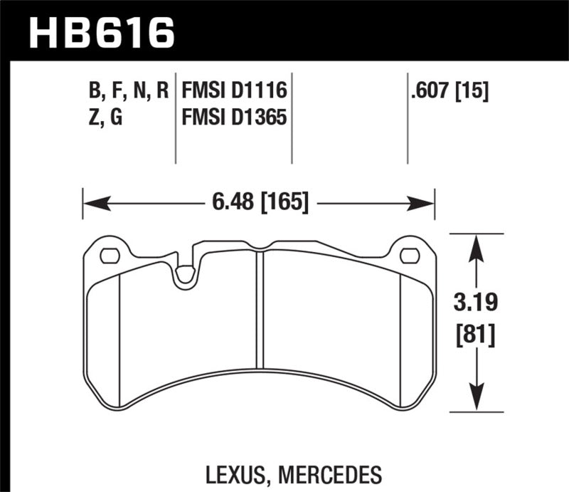 Hawk Performance HB616G.607 DTC-60 Motorsport Brake Pads