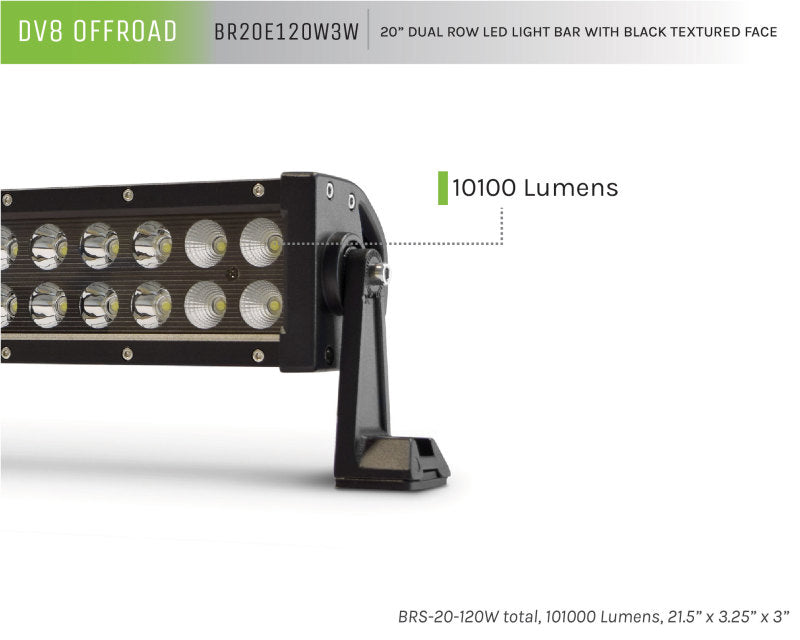 DV8 Offroad BRS Pro Series 20in Light Bar 120W Flood/Spot 3W LED - Black - #BR20E120W3W