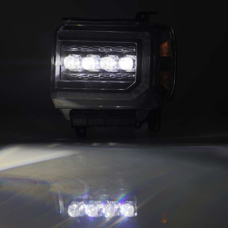 AlphaRex 880617 14-18 GMC Sierra NOVA LED Projector Headlights Plank Style Black w/Activation Light/Sequential Signal/DRL