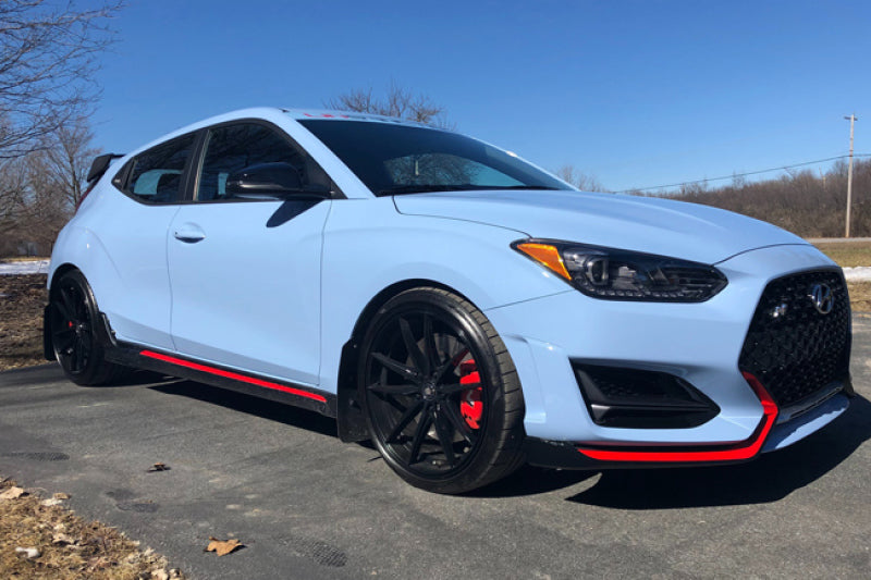 Rally Armor UR Mud Flaps - 2019-2022 Hyundai Veloster N - Black/White Logo - #MF57-UR-BLK/WH