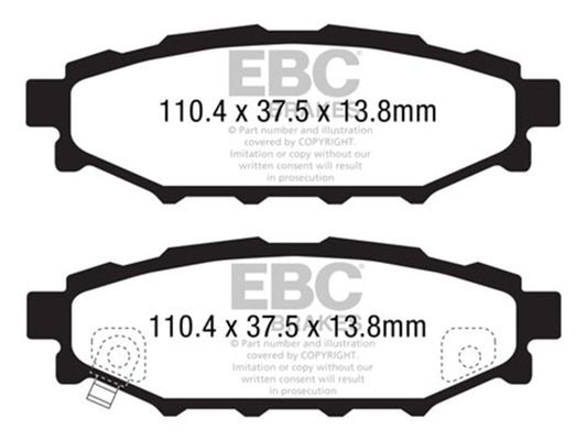 EBC 12+ Subaru BRZ 2.0 (solid rear rotors) Yellowstuff Rear Brake Pads DP41584R