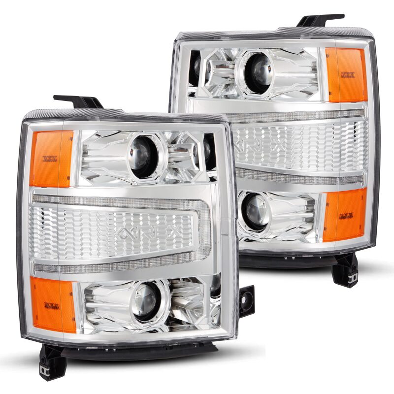 AlphaRex 880246 14-15 Chevrolet 1500 PRO-Series Projector Headlights Chrome with Sequential Signal & DRL