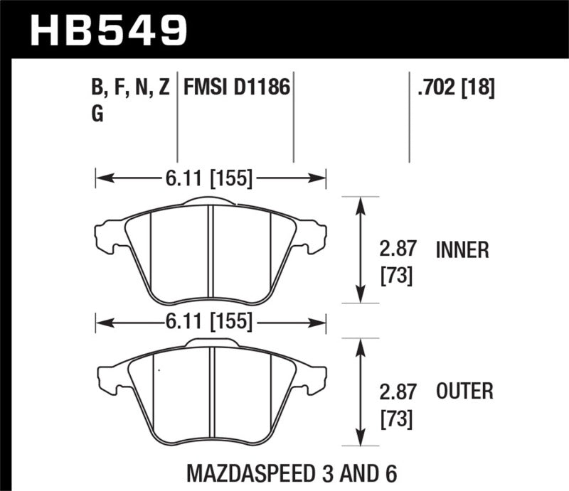 Hawk Performance HB549F.702 HPS Performance Street Brake Pads