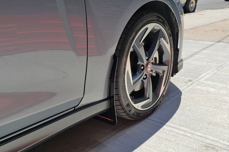 Rally Armor UR Mud Flaps - 2019-2021 Hyundai Veloster - Red/White Logo - #MF58-UR-RD/WH