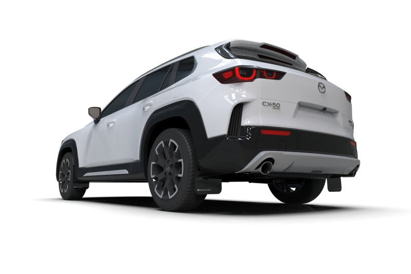 Rally Armor UR Mud Flaps - 2023-2025 Mazda CX-50 - Black/Red Logo - #MF107-UR-BLK-RD