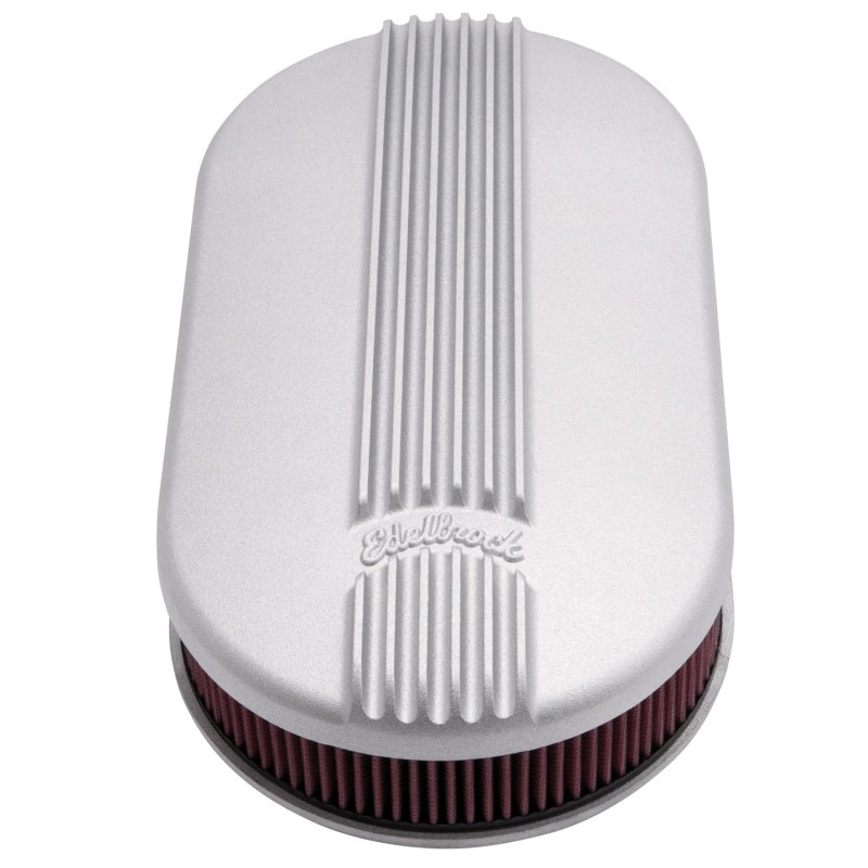 Edelbrock 41199 Air Cleaner Classic Series Oval Aluminum 17.5 in x 9.35 in x 4.45 in Dual Carburetor