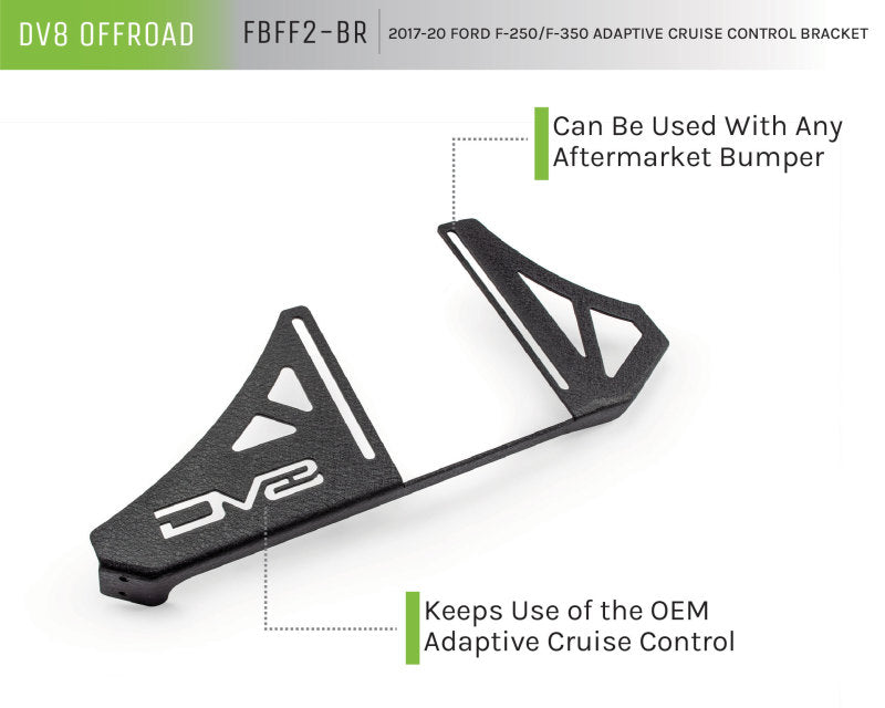 DV8 Offroad 2017+ Ford F/250/350 Adaptive Cruise Control Relocation Bracket - #FBFF2-BR