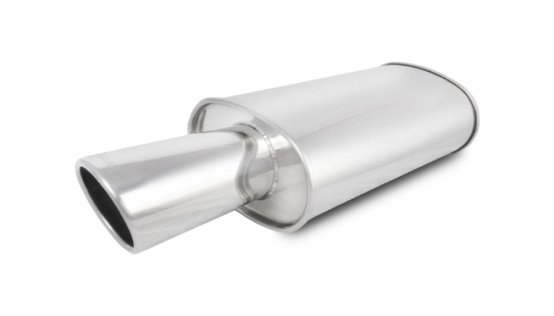Vibrant StreetPower Oval Muffler with 4in Round Tip Angle Cut Rolled Edge