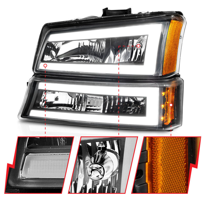 ANZO 2003-2006 Chevrolet Avalanche 1500 Crystal Headlights