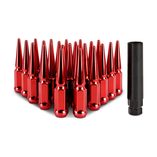 Mishimoto Mishimoto Steel Spiked Lug Nuts M12 x 1.5 24pc Set Red - #MMLG-SP1215-24RD
