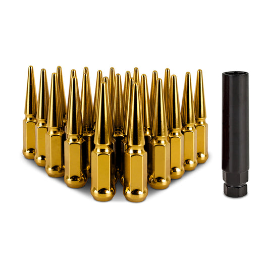 Mishimoto Mishimoto Steel Spiked Lug Nuts M12 x 1.5 24pc Set Gold - #MMLG-SP1215-24GD