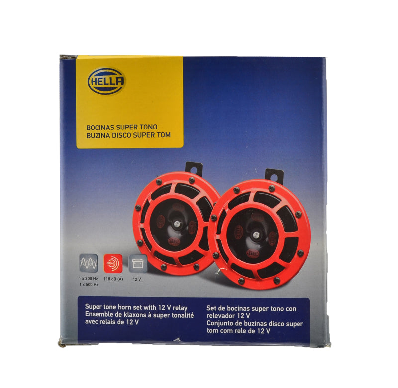 HELLA 003399801 Supertone Horn Kit 12V 300/500Hz Red