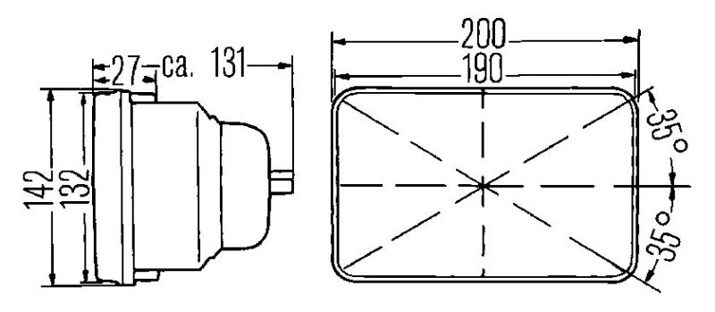 HELLA 003427291 Vision Plus 8x6in Sealed Beam Conversion Headlamp Single