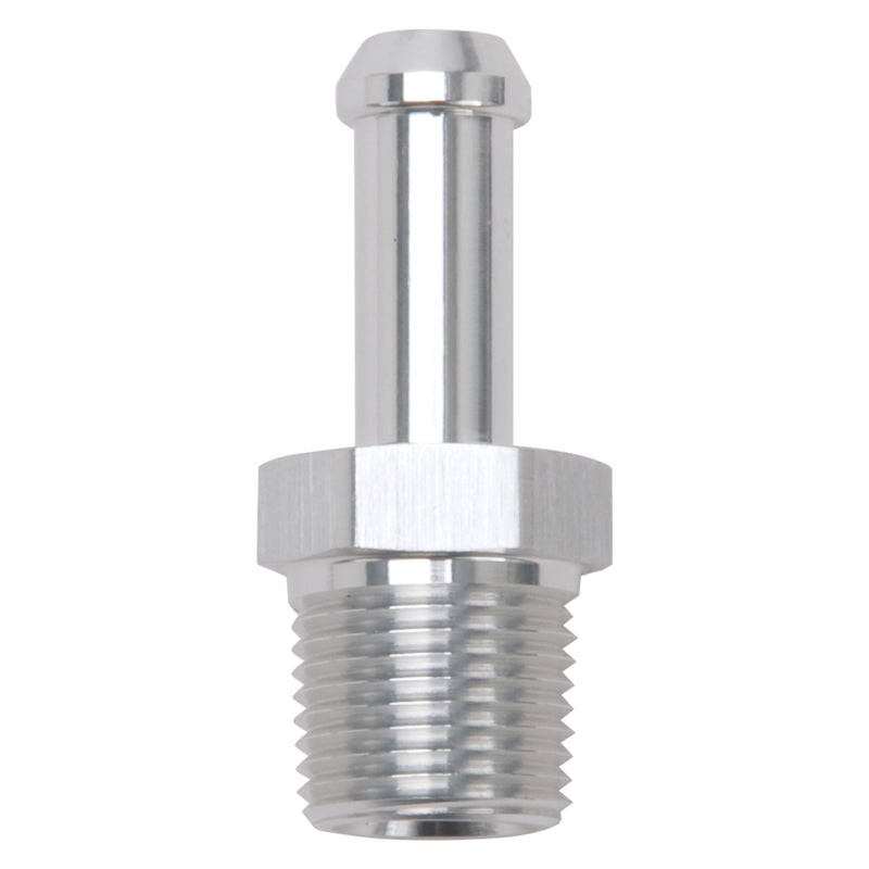 Edelbrock 8118 Hose End Straight 3/8 in NPT to 3/8 in Barb Clear Anodized