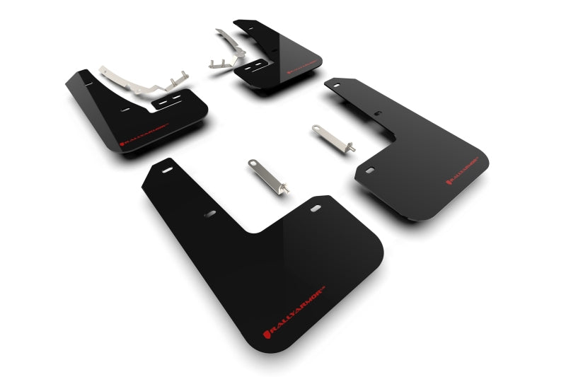Rally Armor UR Mud Flaps - 2022-2025 Volkswagen GTI / Golf R - Black/Red Logo - #MF80-UR-BLK/RD