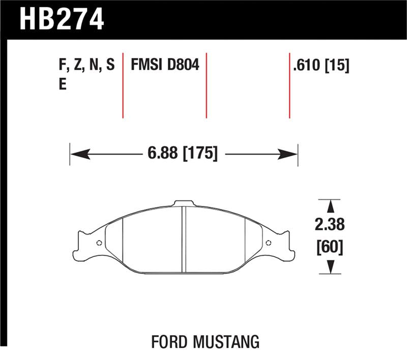 Hawk Performance HB274B.610 HPS 5.0 Street Brake Pads