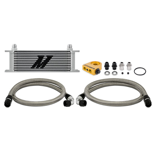 Mishimoto Universal Thermostatic Oil Cooler Kit 13-Row Silver - #MMOC-U13TSL