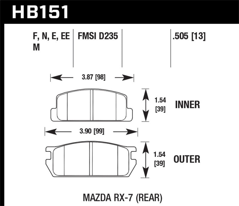 Hawk Performance HB151E.505 Blue 9012 Motorsport Brake Pads