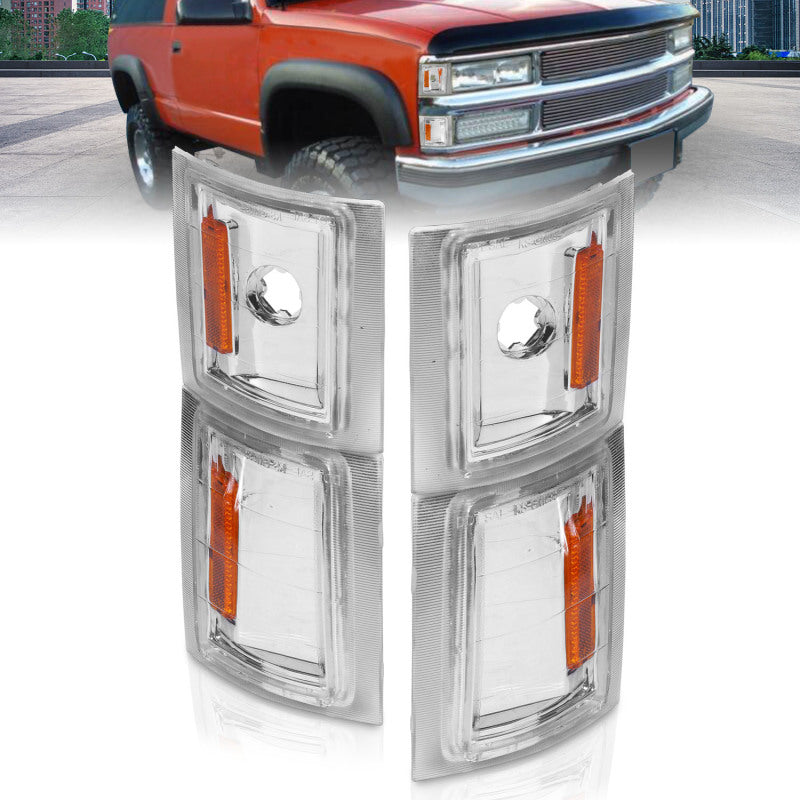 ANZO 1992-1998 Chevrolet Blazer Corner Lights Clear Lens w/ Amber Reflector