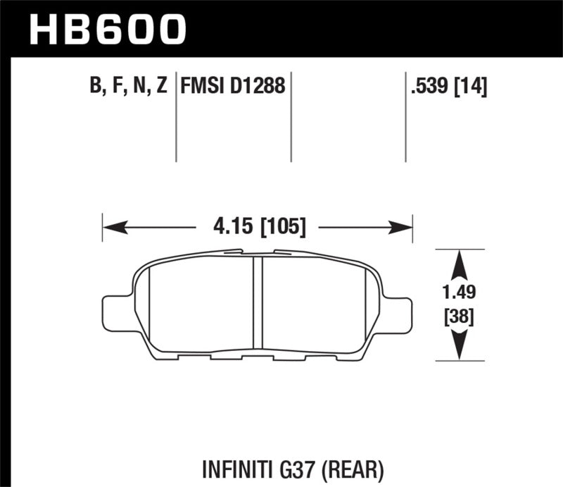 Hawk Performance HB600F.539 HPS Performance Ceramic Brake Pad
