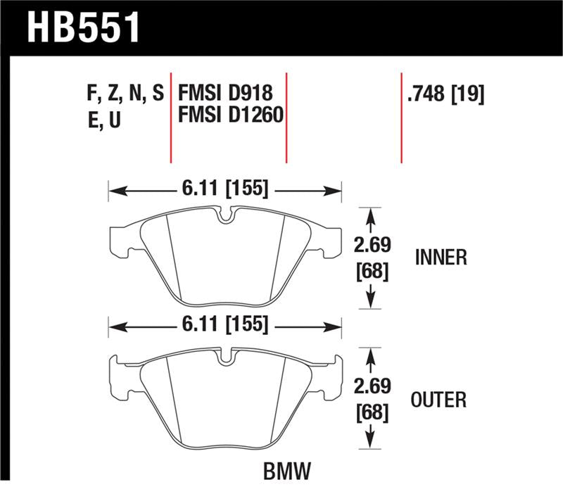 Hawk Performance HB551F.748 HPS Performance Street Brake Pads