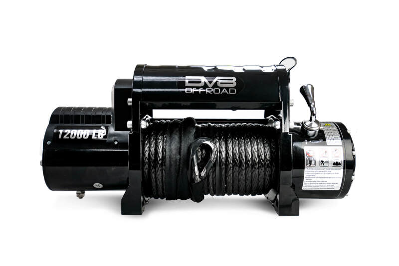 DV8 Offroad 12000 LB Winch w/ Synthetic Line & Wireless Remote - Black - #WB12SR