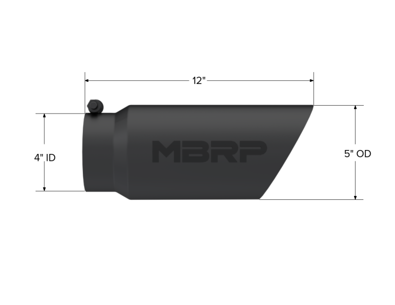 MBRP T5053BLK Exhaust Tip - 5" OD Dual Wall Angled 4" inlet 12" length | Black Coated