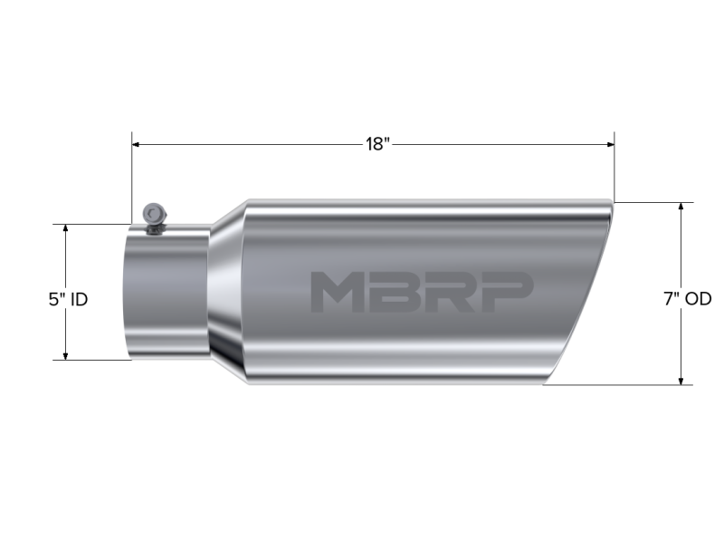 MBRP T5127 Exhaust Tip - 7" OD; Rolled End; 5" ID; 18" length | T304 Stainless