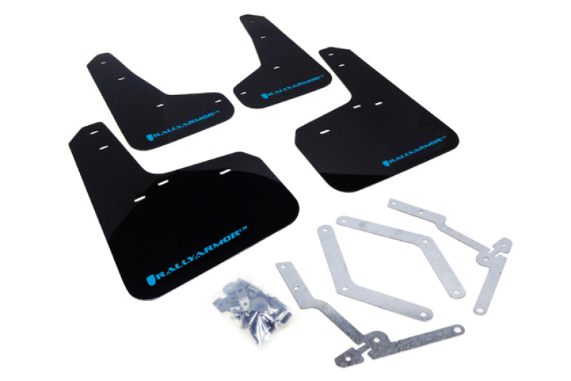 Rally Armor UR Mud Flaps - 2013-2018 Ford Focus - Black/Blue Logo - #MF27-UR-BLK/NB