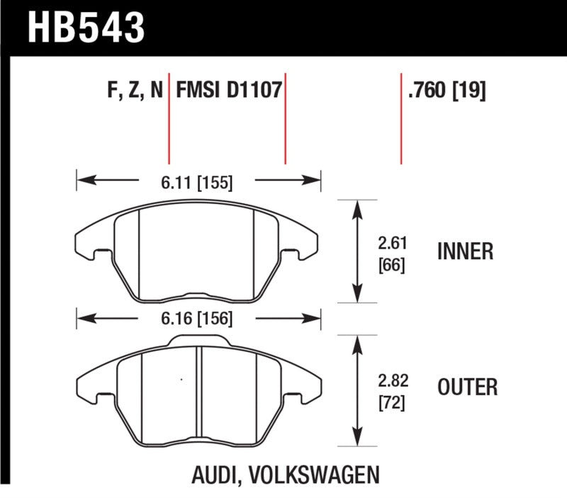 Hawk Performance HB543D.760 ER-1 Motorsport Brake Pads
