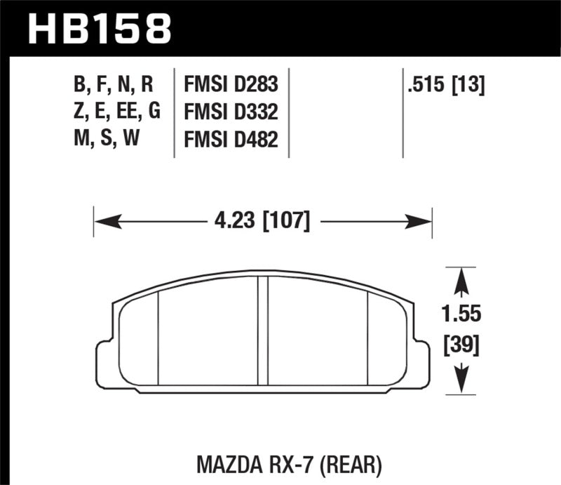 Hawk Performance HB158E.515 Blue 9012 Motorsport Brake Pads