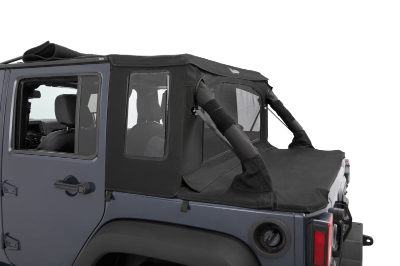 Bestop 07-18 Jeep Wrangler JK 4-Door Halftop Soft Top (Premium Black Twill)