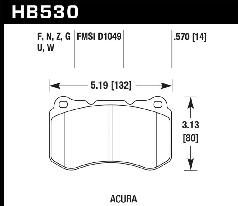 Hawk Performance HB530W.570 DTC-30 Motorsport Brake Pads